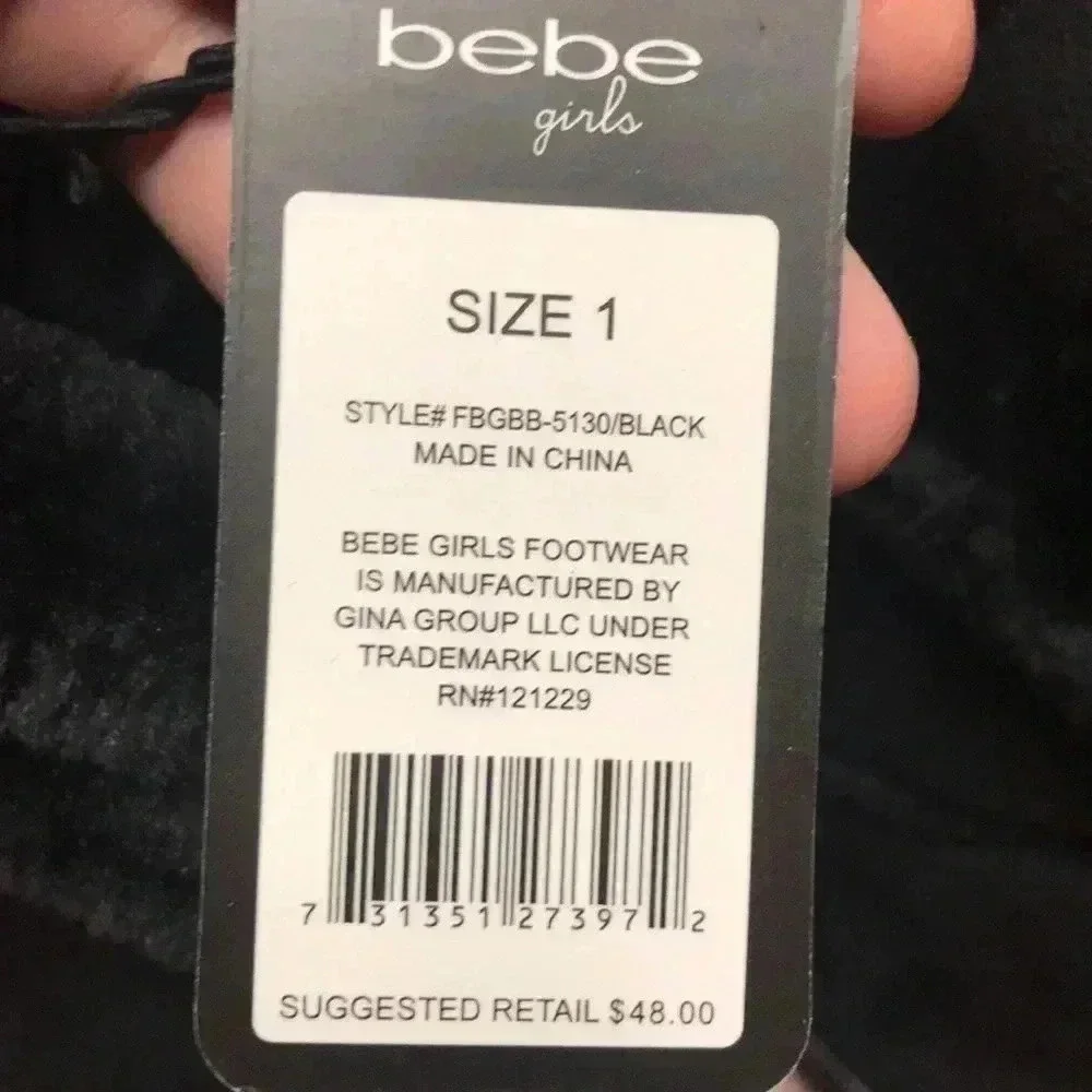 Bebe Girl Black Faux Fur Boots, size 1